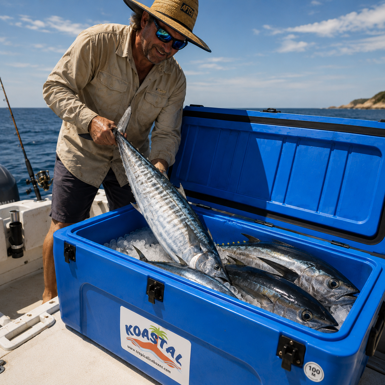 koastal-100l-mackerel-ice-box-on-boat-with-large-pelagic-fish-on-ice