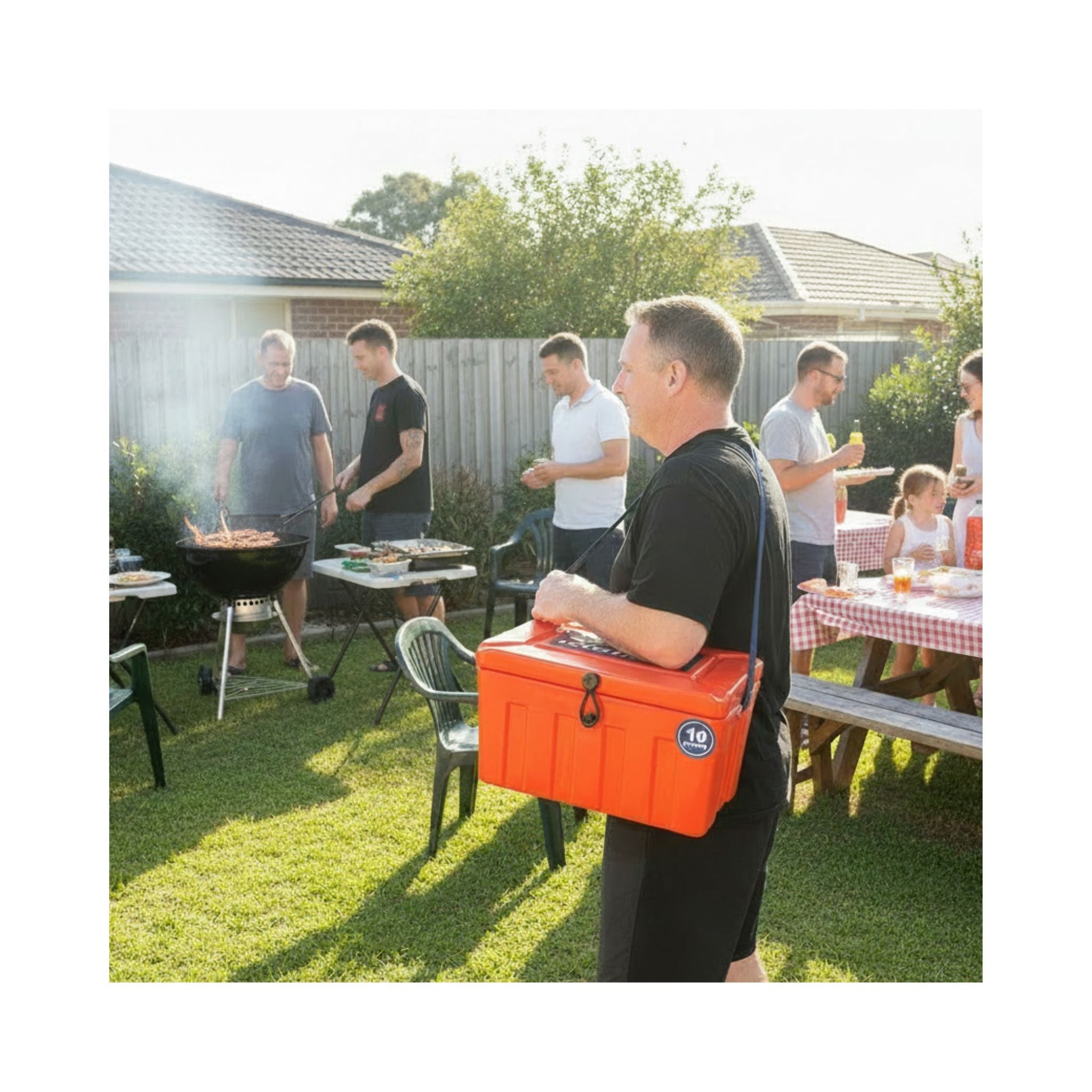 t10-tropical-ice-box-10l-orange-carried-by-strap-at-backyard-bbq