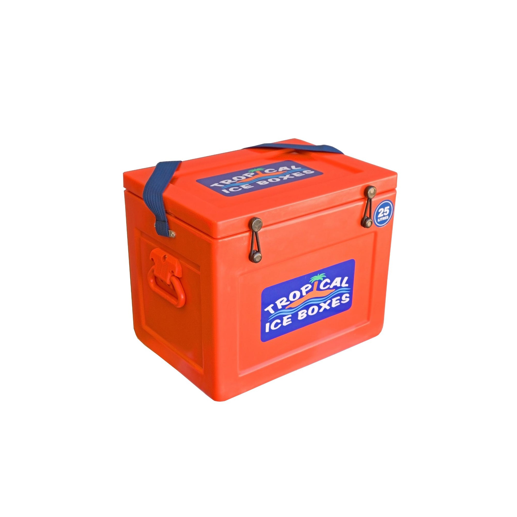 t25-25-litre-tropical-ice-box-angled-view-with-webbing-carry-strap-and-side-handle