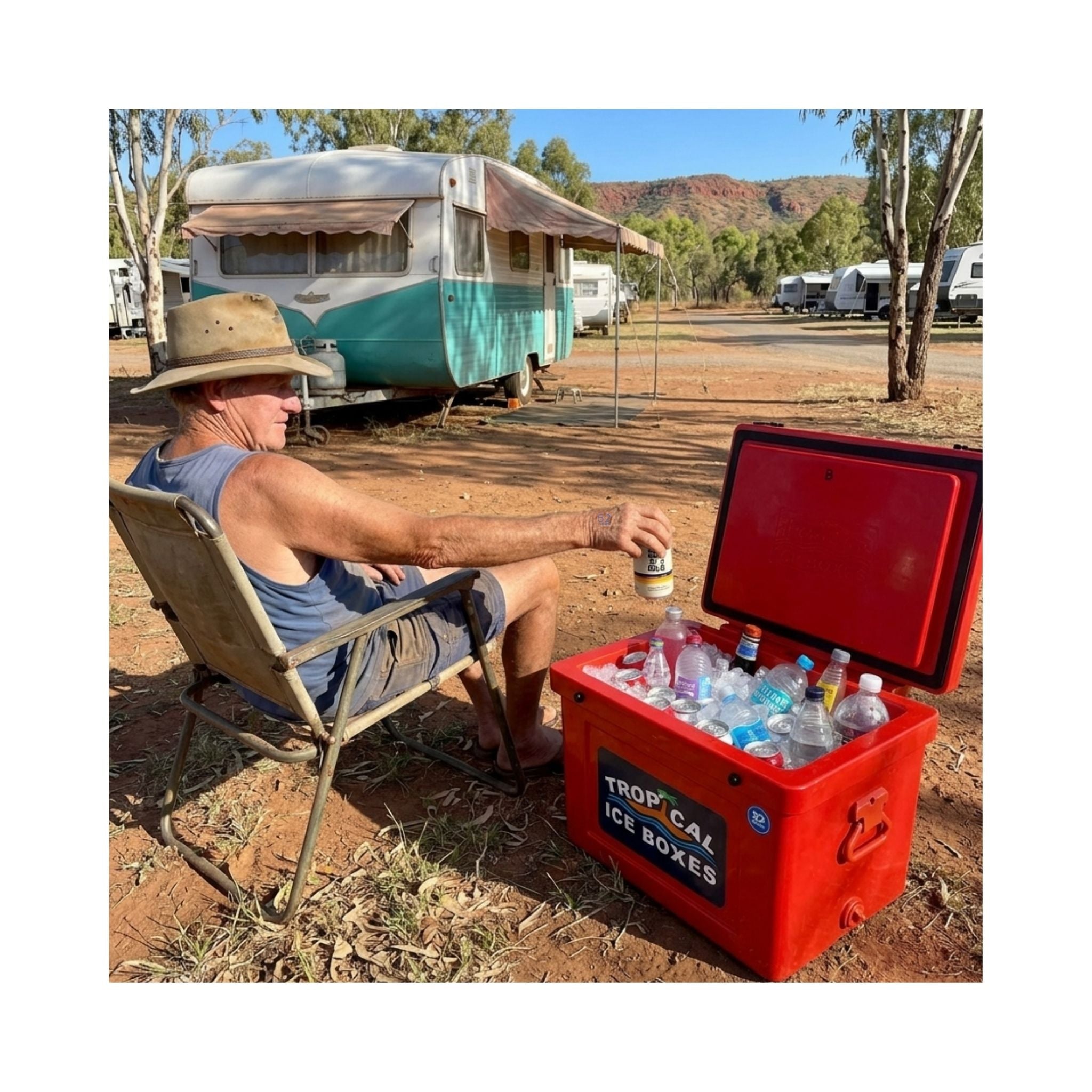t52-tropical-ice-box-caravan-camping-man-grabbing-drink-from-ice-box