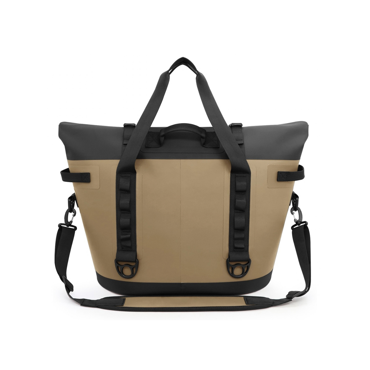 Back of Tropical Tote Cooler Bag in Sandman showing shoulder strap and attachment loops