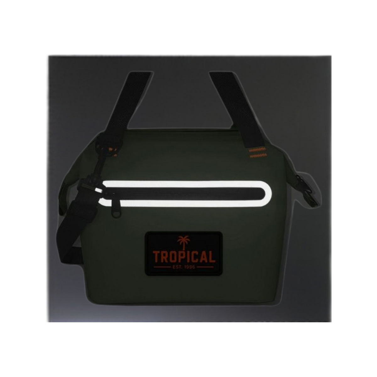 Reflective strip on Tropical Lunch Cooler Bag in Saltbush