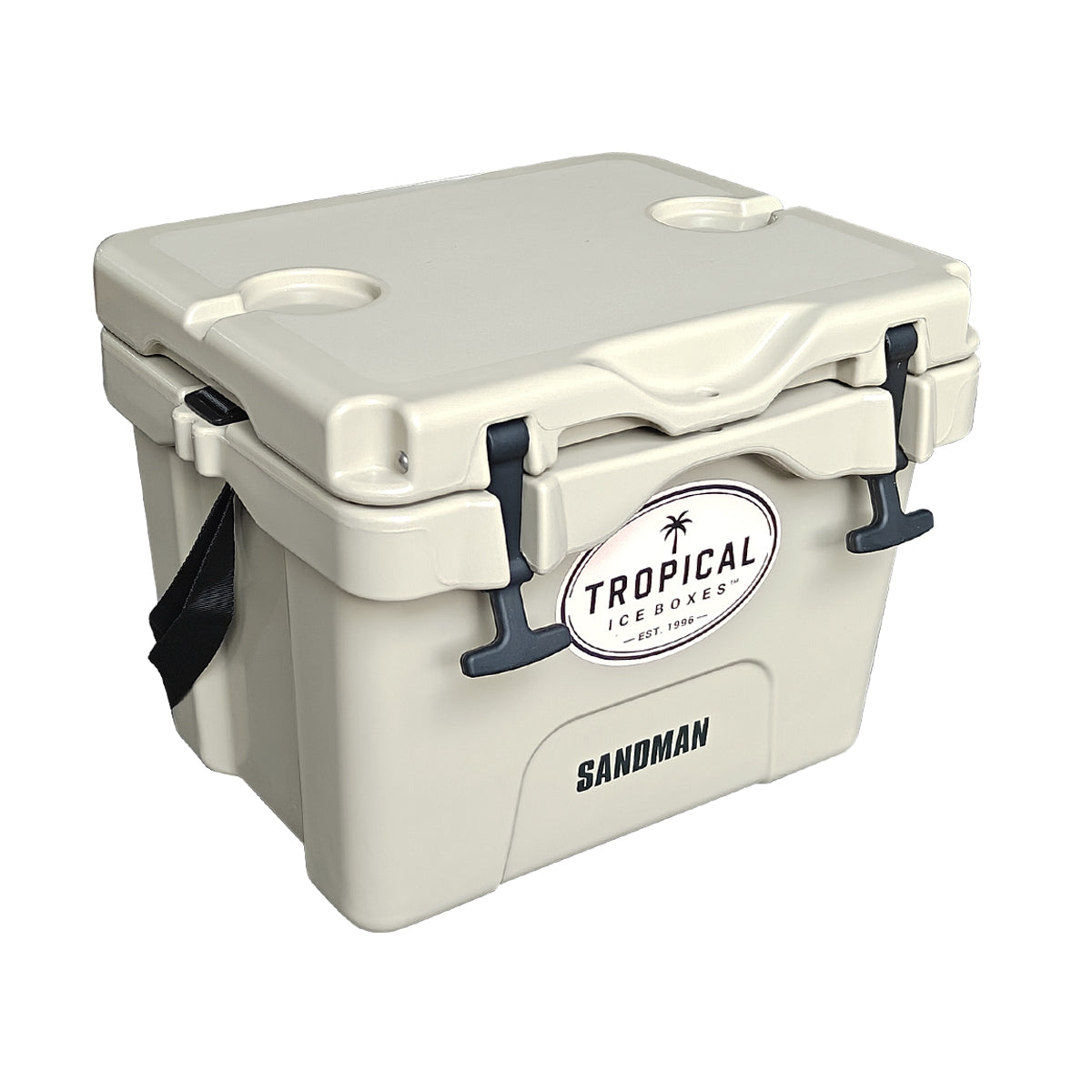 Tropical 15L Lifestyle Ice Box Sandman left side view with strap  gallery:sandman