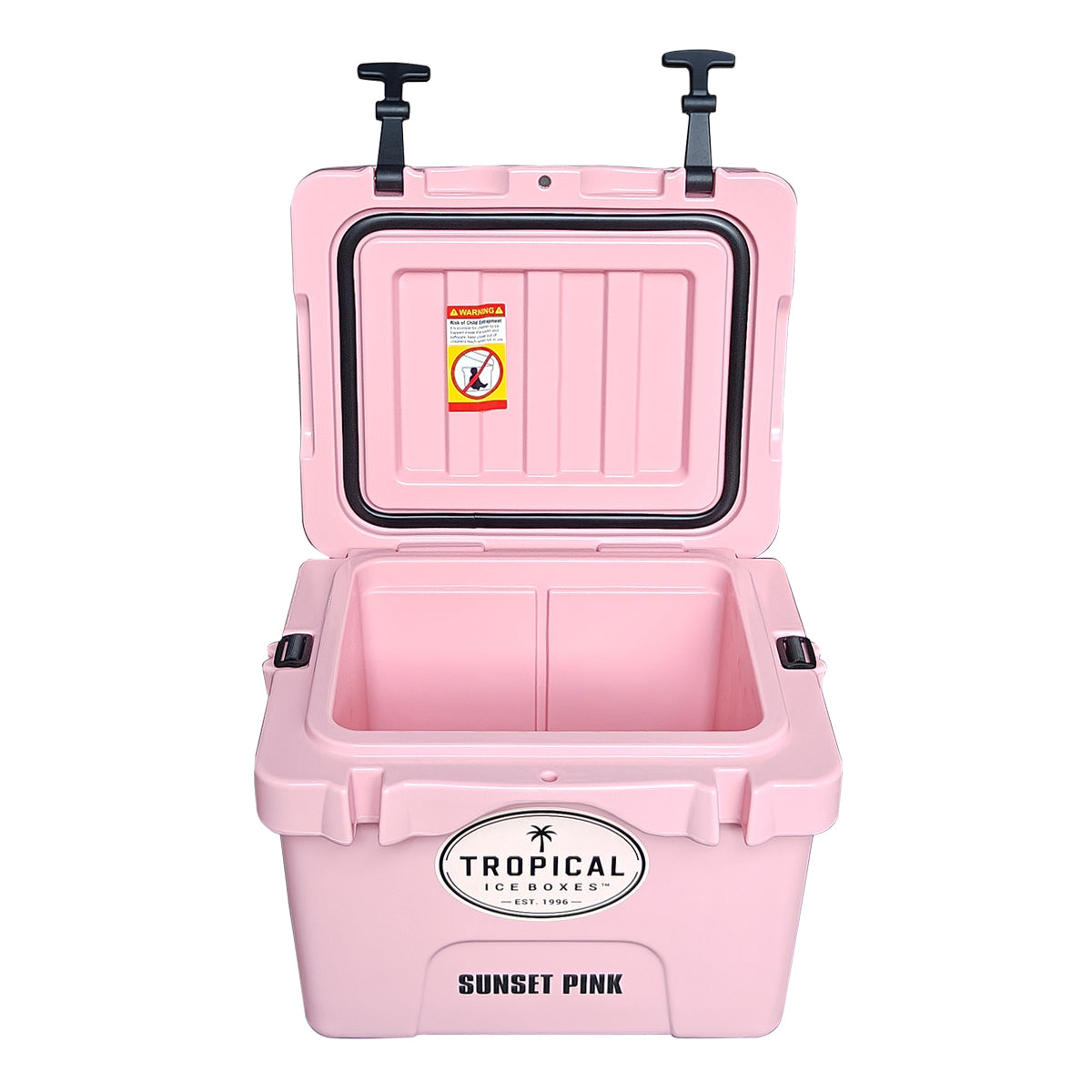 Tropical 15L Lifestyle Ice Box Sunset Pink open lid view gallery:sunset-pink