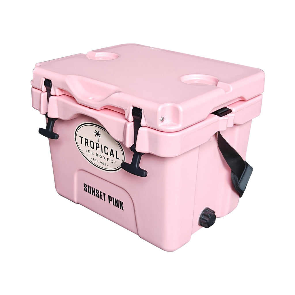 Tropical 15L Lifestyle Ice Box Sunset Pink right side view drain bung gallery:sunset-pink