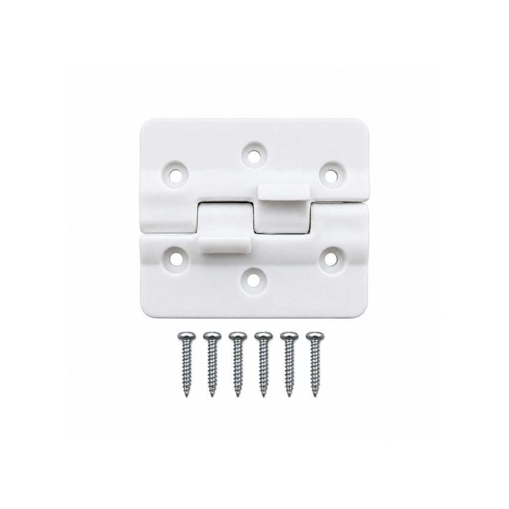 White replacement hinge with screws for EvaKool IceKool ice boxes