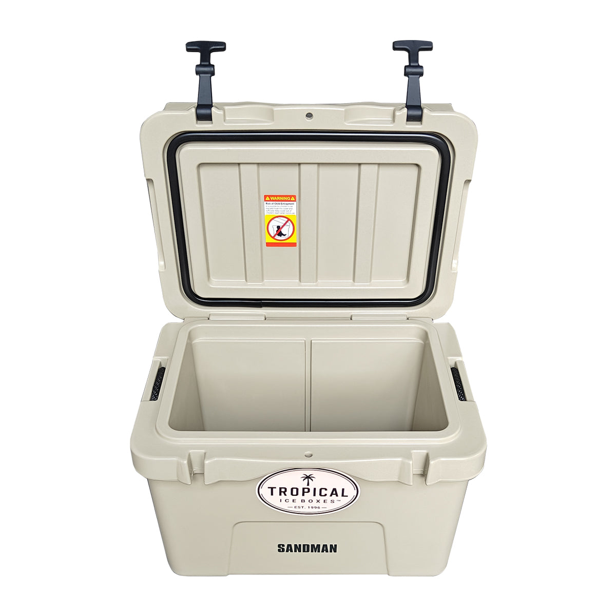 Tropical 25L Lifestyle Ice Box Sandman open lid view gallery:sandman