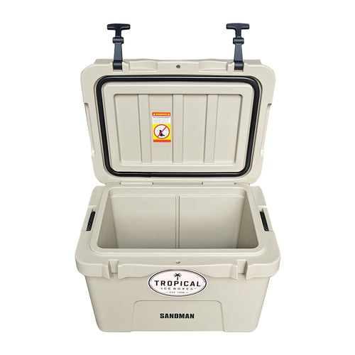 Tropical 25L Lifestyle Ice Box Sandman open lid view gallery:sandman