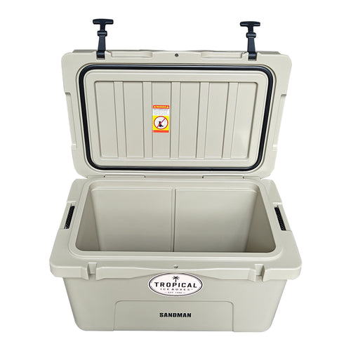 Tropical 45L Lifestyle Ice Box Sandman open lid view gallery:sandman