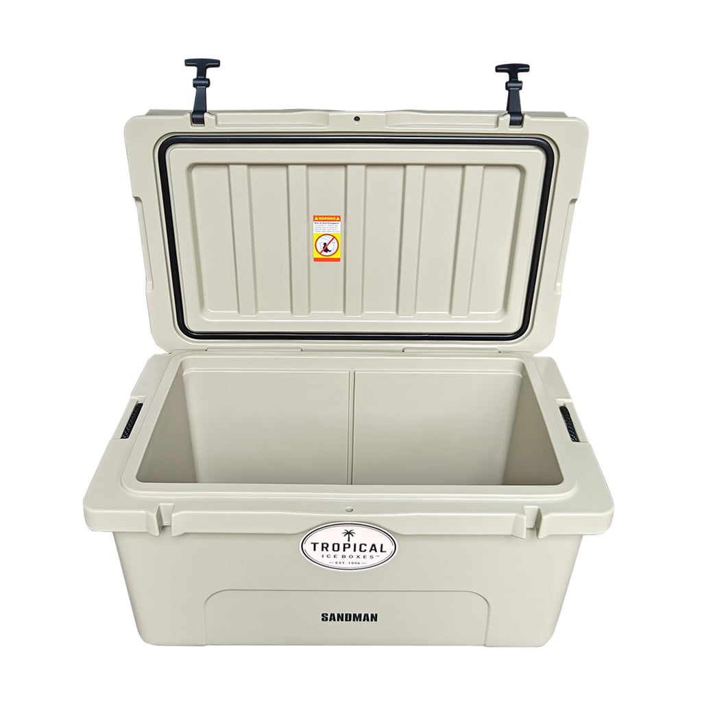 Tropical 65L Lifestyle Ice Box Sandman open lid view gallery:sandman