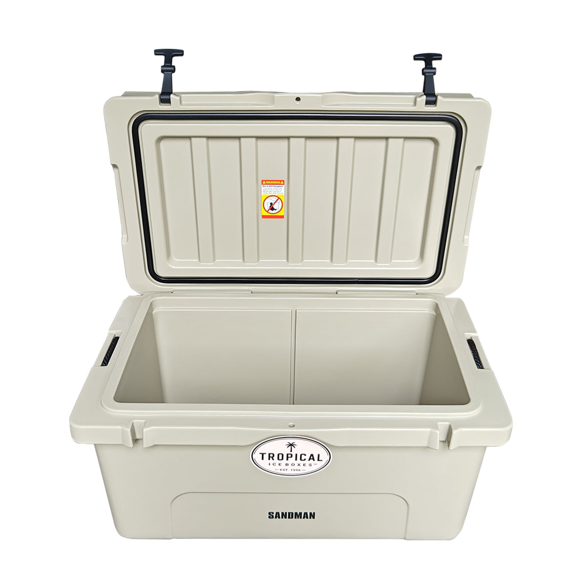 Tropical 65L Lifestyle Ice Box Sandman open lid view gallery:sandman