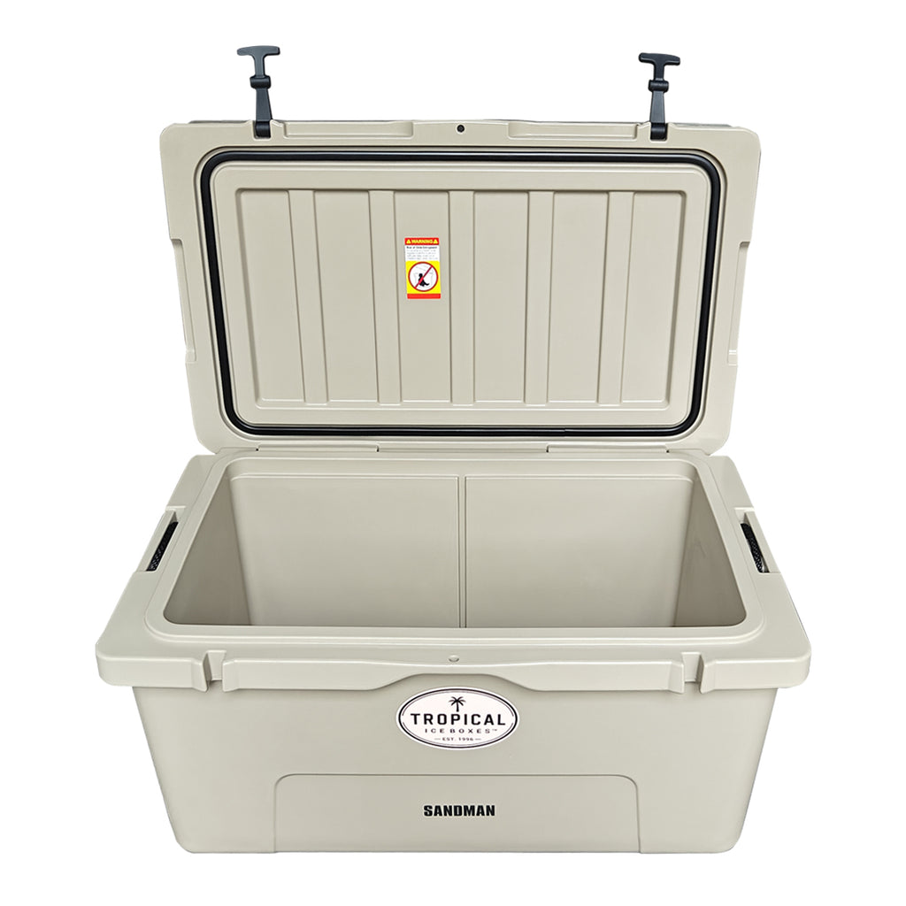 Tropical 85L Lifestyle Ice Box Sandman open lid view gallery:sandman