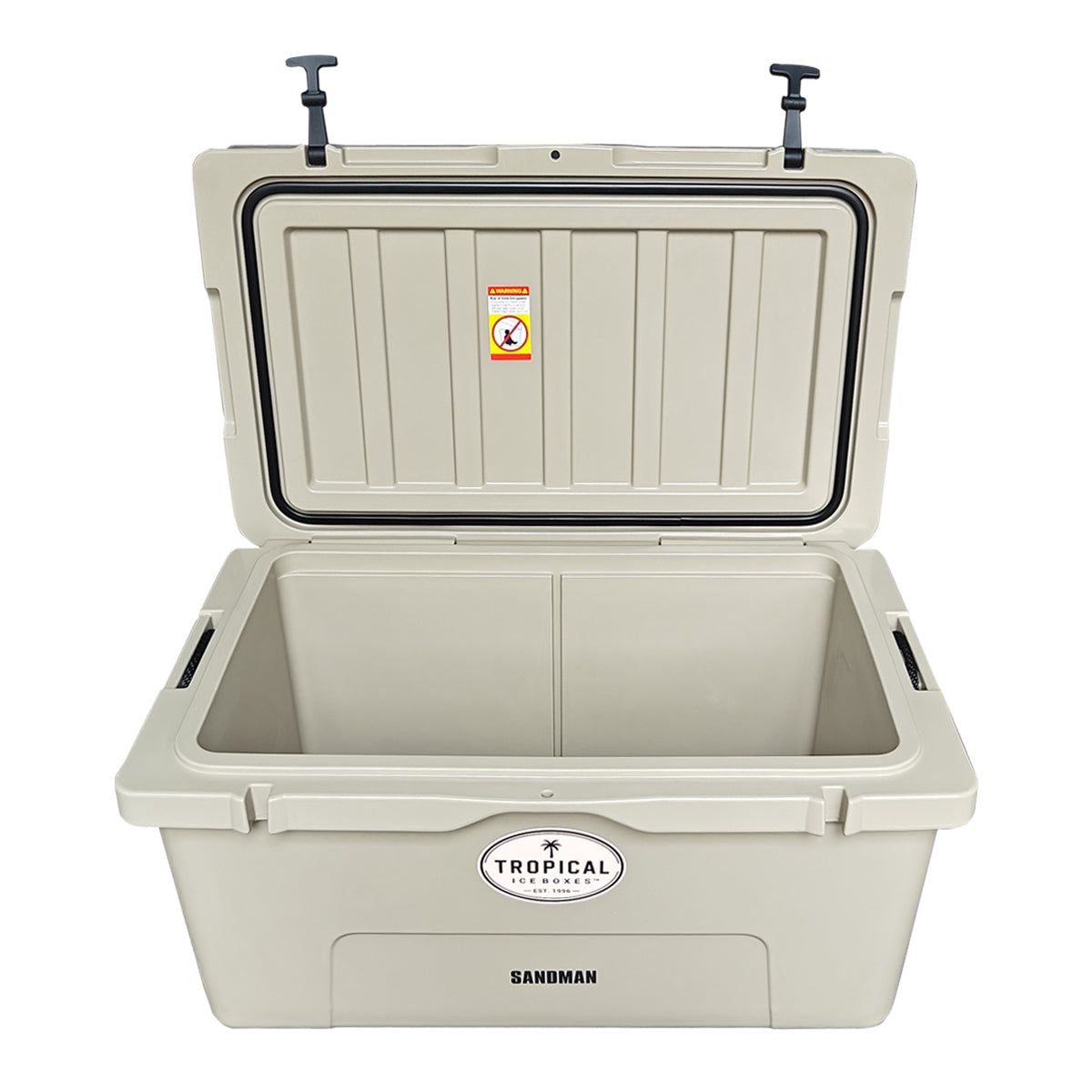 Tropical 85L Lifestyle Ice Box Sandman open lid view gallery:sandman
